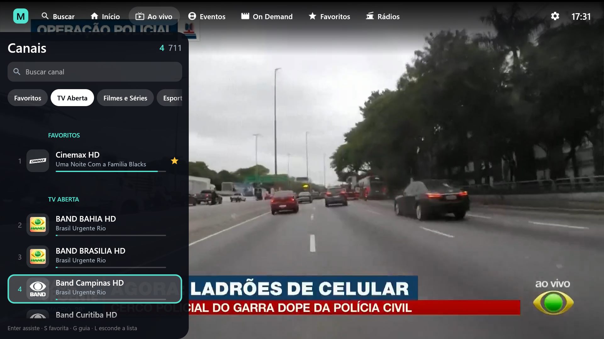 MagicTV no Windows reproduzindo conteúdo
